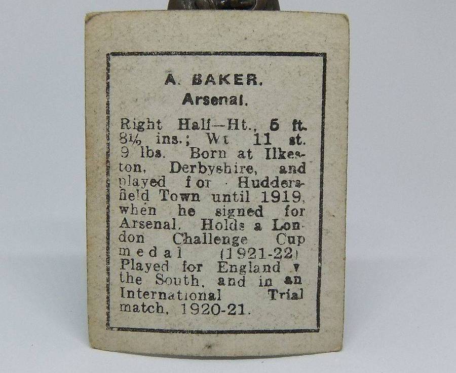 UNDER R100 - 1920`s Sports card - Football - A. Baker - Arsenal
