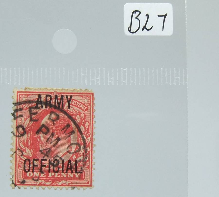 UNDER R100 -Antique / Vintage postage stamp - British 1 penny - Army Official overstamp 1902 - 1911