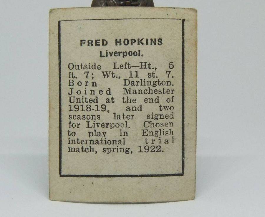 UNDER R100 - 1920`s Sports card - Football - Fred Hopkins - Liverpool