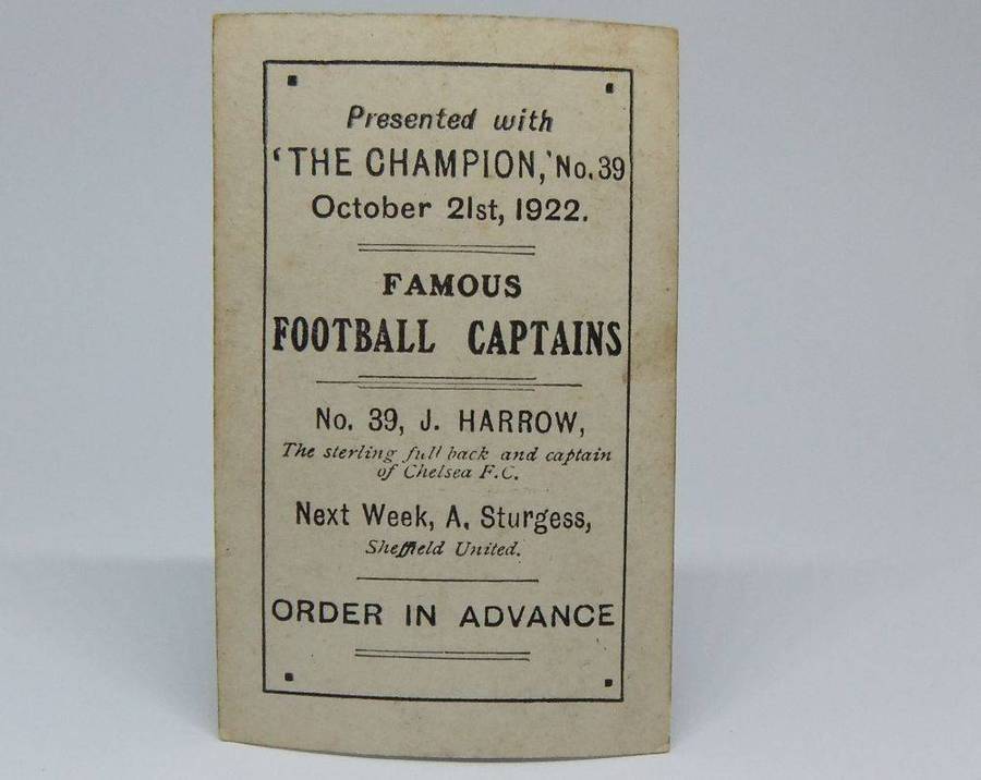 UNDER R100 - 1920`s Sports card - J. Harrow - Football - Chelsea F.C