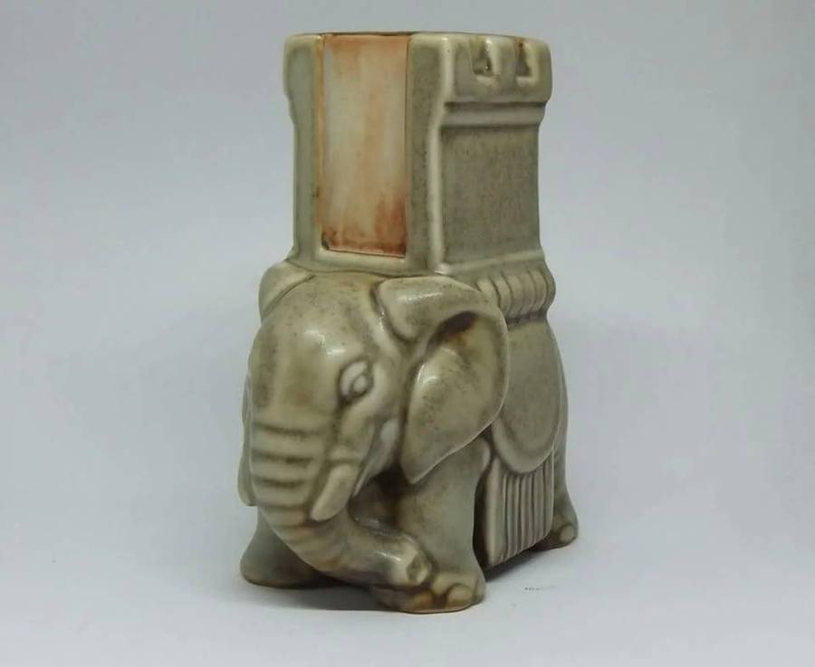 An old porcelain Elephant motif match holder by Bing & Grondahl - Made in Denmark