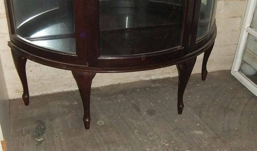A rare vintage Rhodesian Teak half moon display cabinet made in Salisbury Rhodesia
