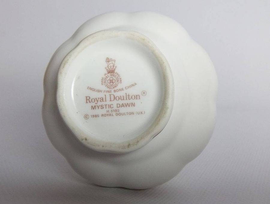 A vintage 1985 Royal Doulton posy vase in the Mystic Dawn pattern