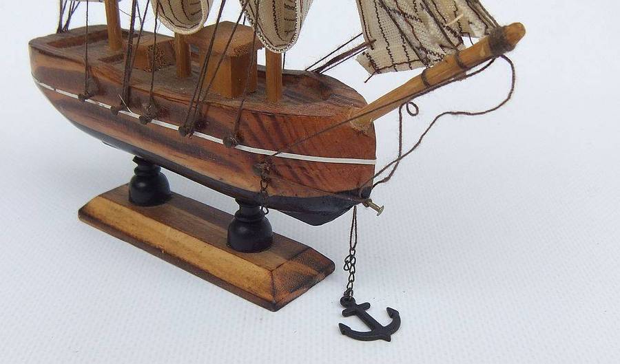 A vintage wood and cloth sail model of the Confection sailing ship