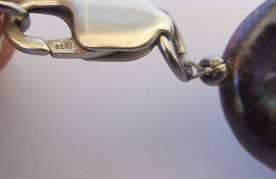 A unique Baroque chicken feet Pearl and Baroque Peacock pearl necklace with sterling silver clasp