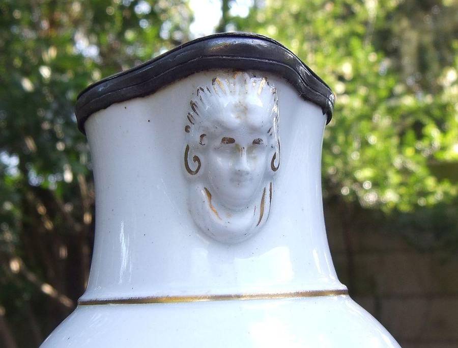 A rare antique mid 1800`s tankard with hinged pewter lid