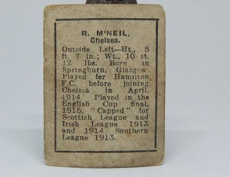 UNDER R100 - 1920`s Sports card - Football - R. McNeil - Chelsea F.C