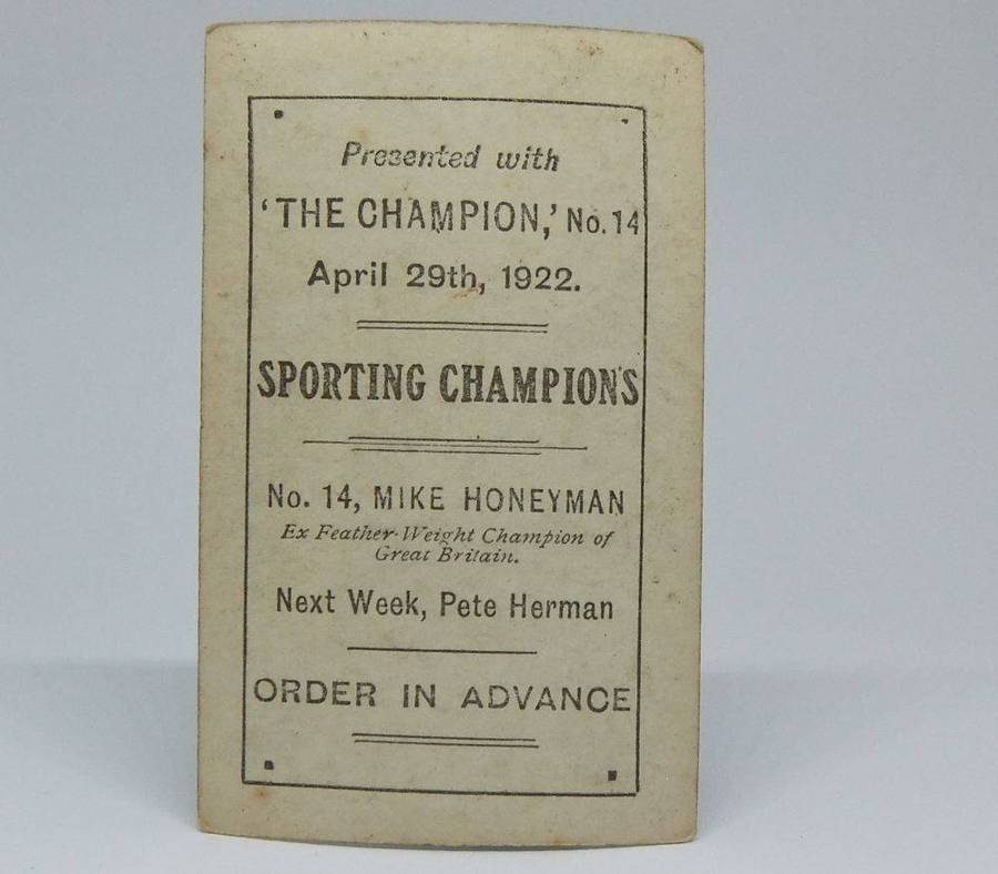 UNDER R100 - 1920`s Sports card - Mike Honeyman - Boxer
