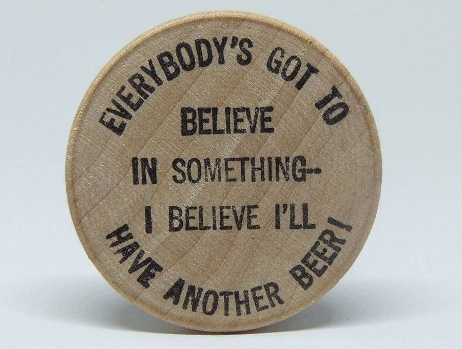 American wooden nickel token -