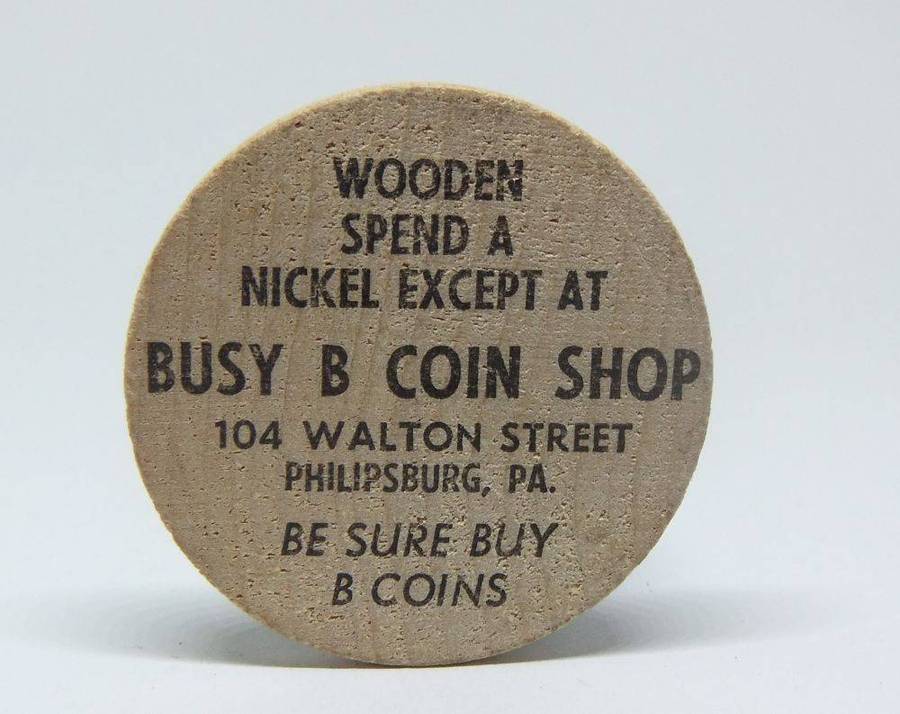 American wooden nickel token -