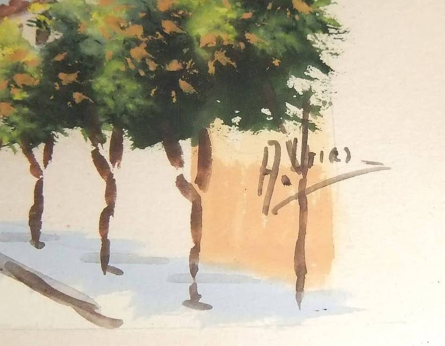 An original mid century watercolour titled Sevilla by Antonio Uria Monzon - Collection only