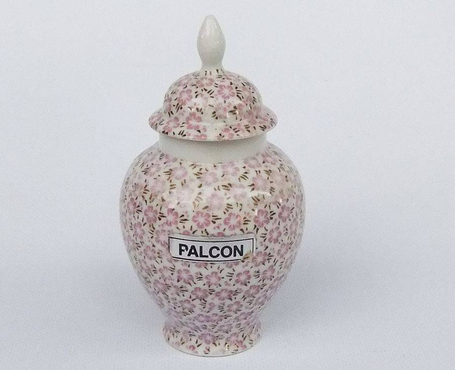 A vintage urn shaped porcelain trinket jar by Palcon china in excellent condition
