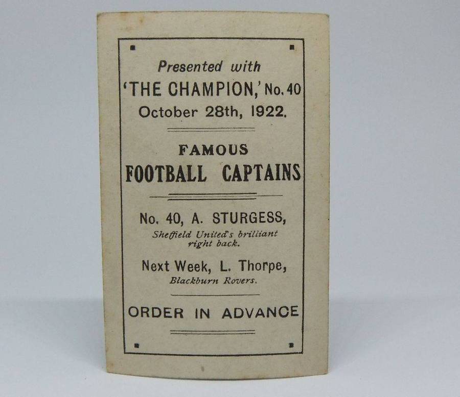 UNDER R100 - 1920`s Sports card - A. Sturgess - Football - Sheffield United