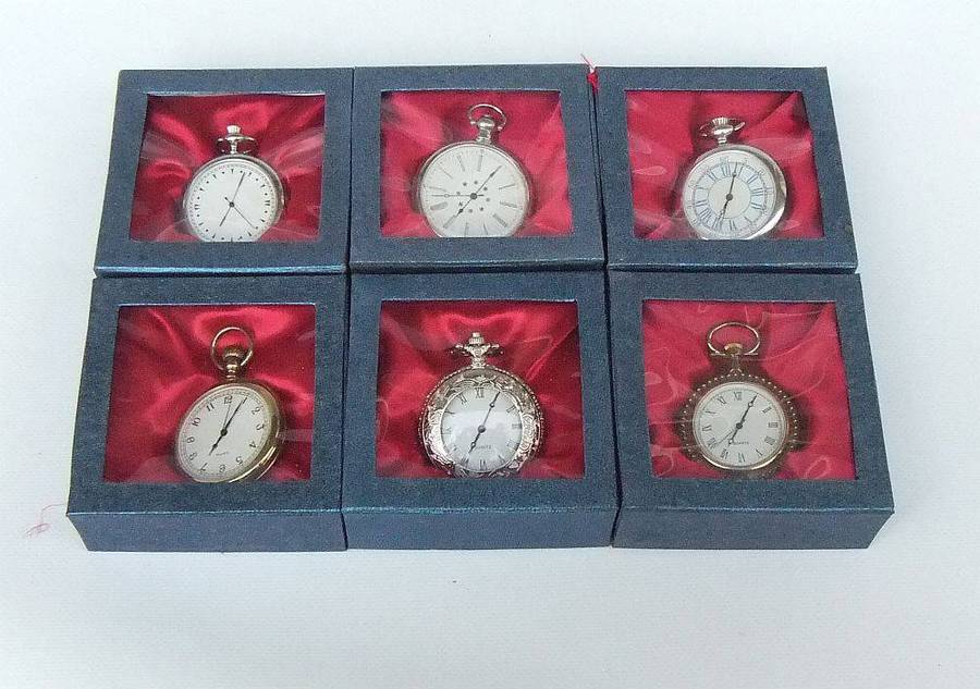 Six unused and boxed pocket watches from the Classic Pocket Watch collection with new batteries