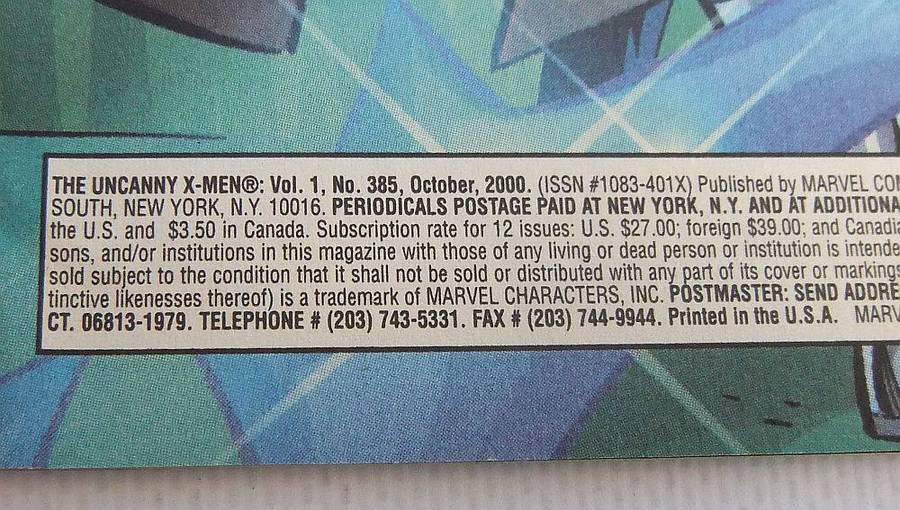 October 2000 - Marvel Comics - The Uncanny X-Men - Volume 1 , No 385
