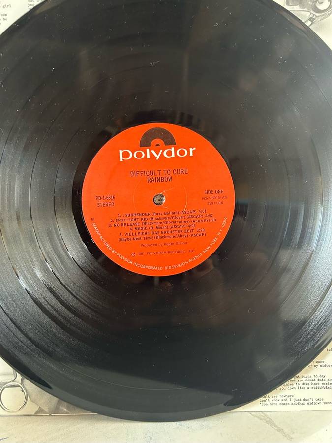RAINBOW - DIFFICULT TO CURE LP VINYL