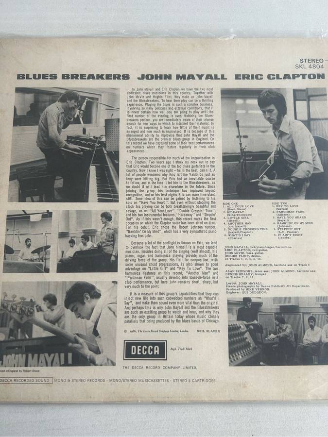 JOHN MAYALL WITH ERIC CLAPTON - BLUES BREAKERS LP VINYL
