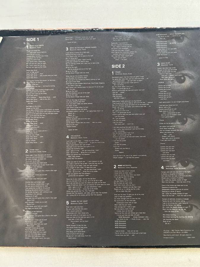 RAINBOW - STRAIGHT BETWEEN THE EYES LP VINYL