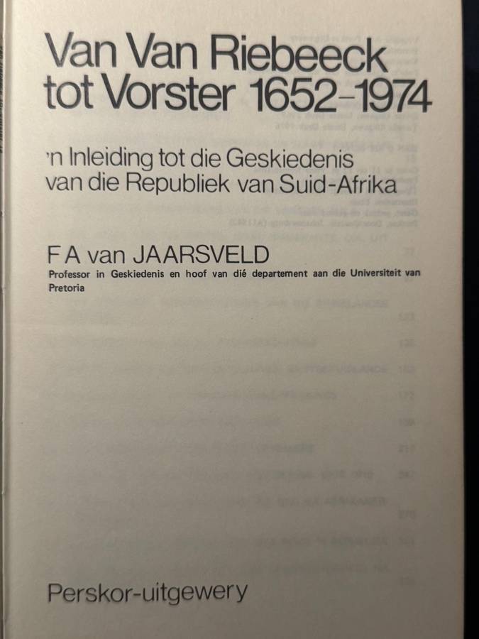 Van Van Riebeeck tot Vorster 1652 - 1974
