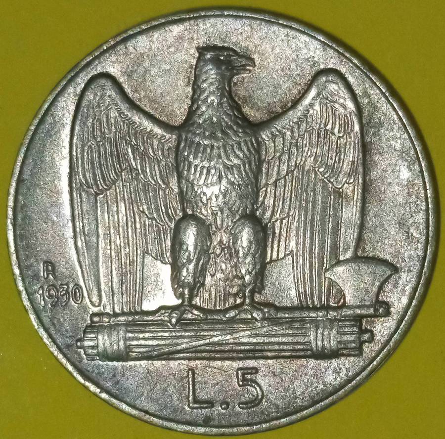 1930 ITALY 5 LIRA 0.835 SILVER