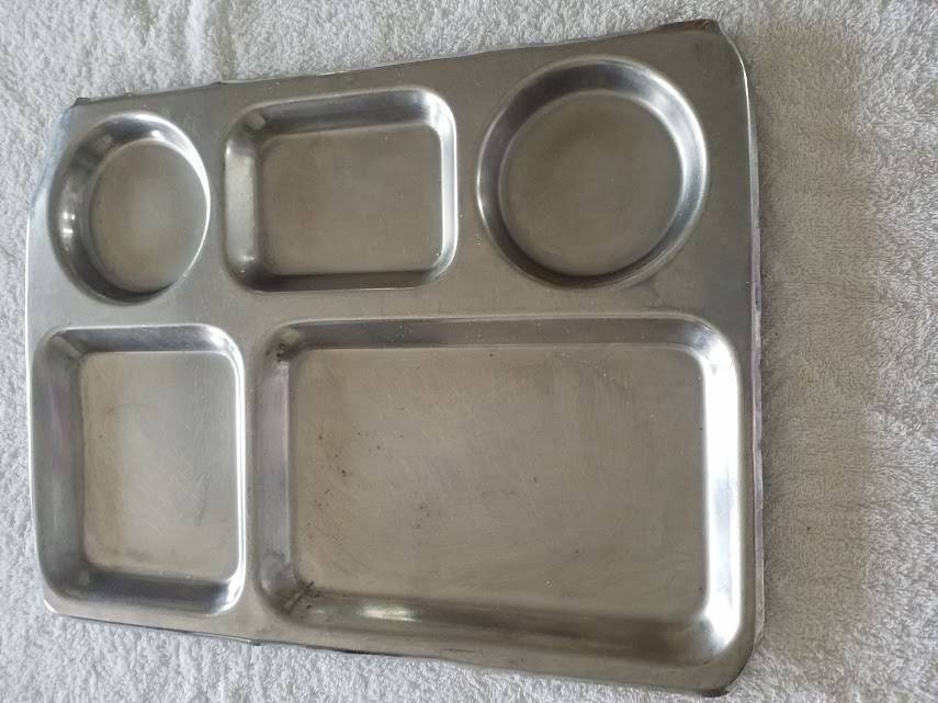"VARKPAN" ORIGINAL OLD S.A ARMY STAINLESS STEEL MESS TRAY/DINNER PLATE