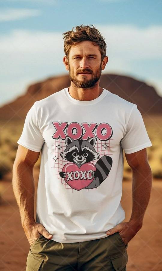 Racoon XOXO - Kids & Adult Valentine Tshirt (Select Size at Checkout)