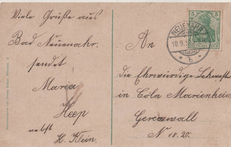 EARLY USED POST CARD GERMAN EMPIRE