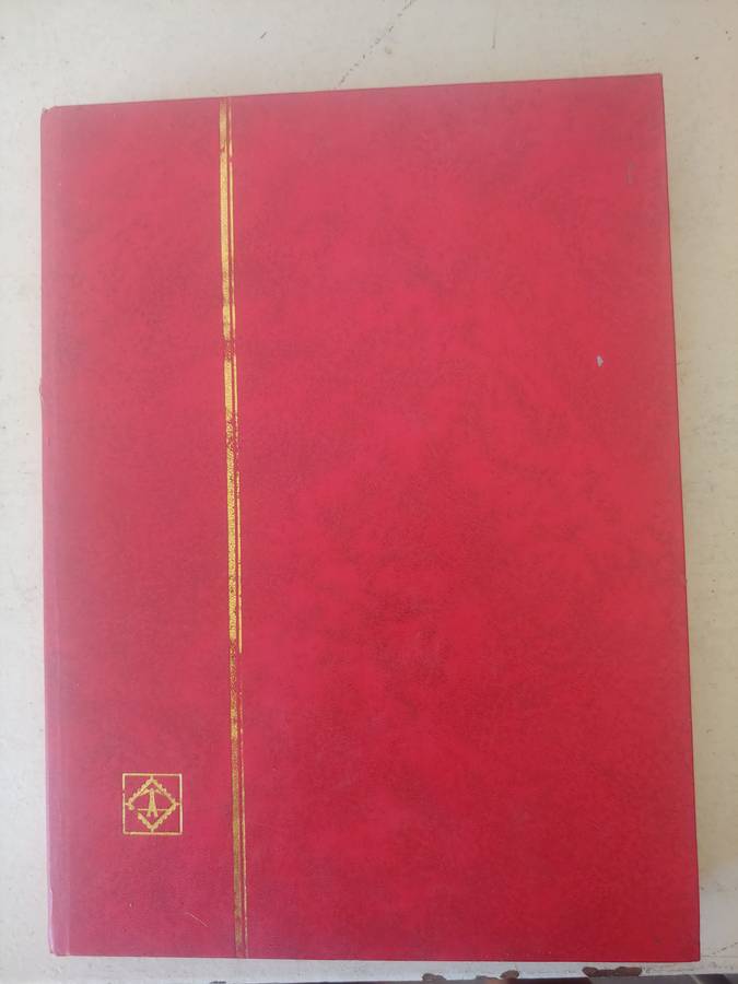 A4 USED LIGHTHOUSE ALBUM LOADED WITH MIXED WORLD STAMPS 16/32 PAGES NOT ALL SHOWN