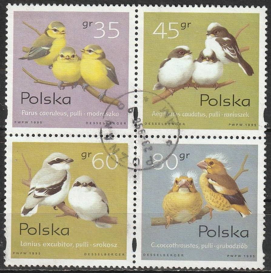 POLAND 1995 Young Passerines UNH SG 3594-7