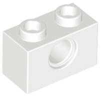LEGO USED ~ Technic Brick 1 x 2 with Hole ~ WHITE
