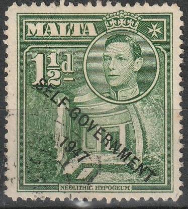 MALTA 1953 King George VI and Local Motifs Overprinted "SELF-GOVERNMENT - 1947" ULH SG 237B