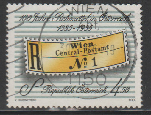 AUSTRIA 1985 The 100th Anniversary of Registration Labels UNH SG 2046