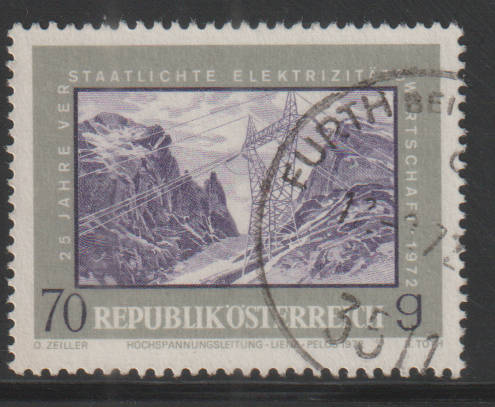 AUSTRIA 1972 The 25th Anniversary of Nationalized Electricity UNH SG 1639