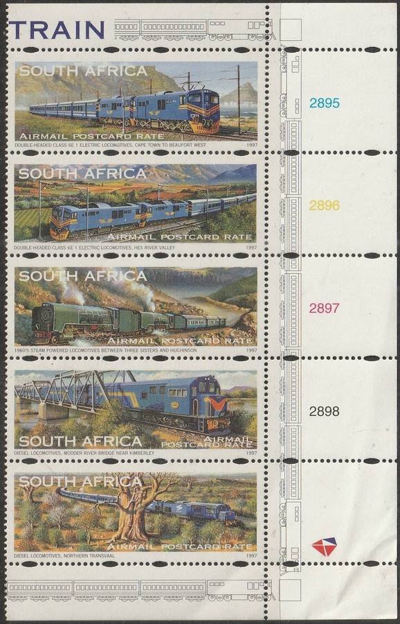 SOUTH AFRICA 1997 Inauguration of the Revived Blue Train Service UMM CONTROL STRIP SG 1051-5
