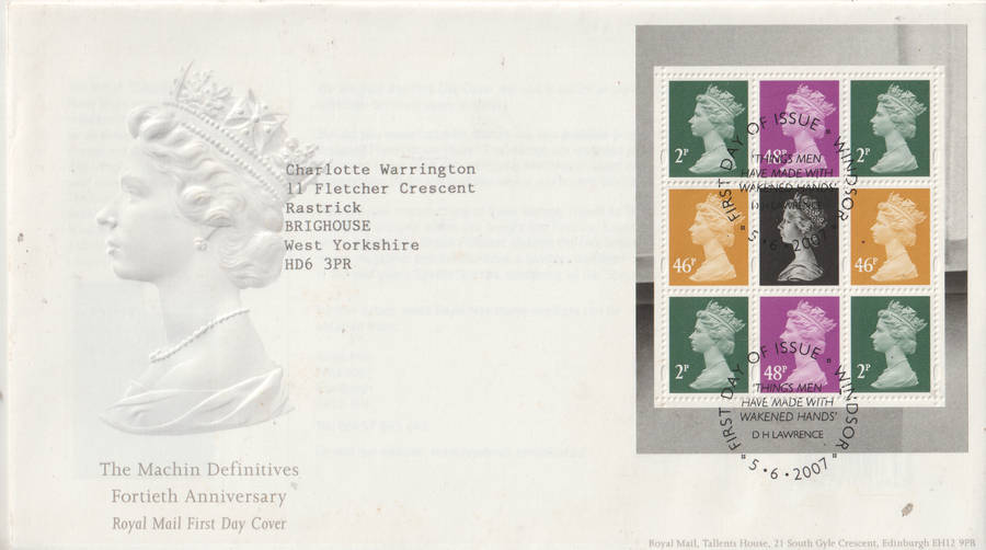 GB MACHIN DEFINITIVES 14TH ANNIVERSARY 2007 FDC