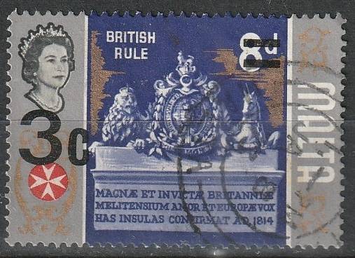 MALTA 1972 Stamps of 1965 and 1970 Surcharged ULH SG 476