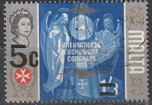 MALTA 1972 Stamps of 1965 and 1970 Surcharged ULH SG 477
