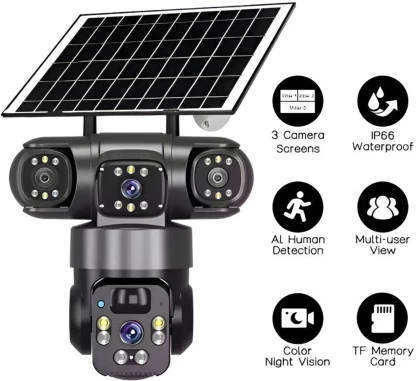 V380 Triple Lens Solar PTZ Camera
