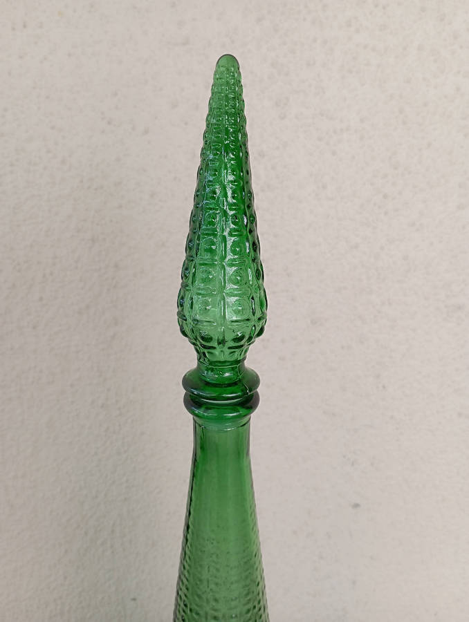 Beautiful Italian green Empoli bottle with stopper as per scan