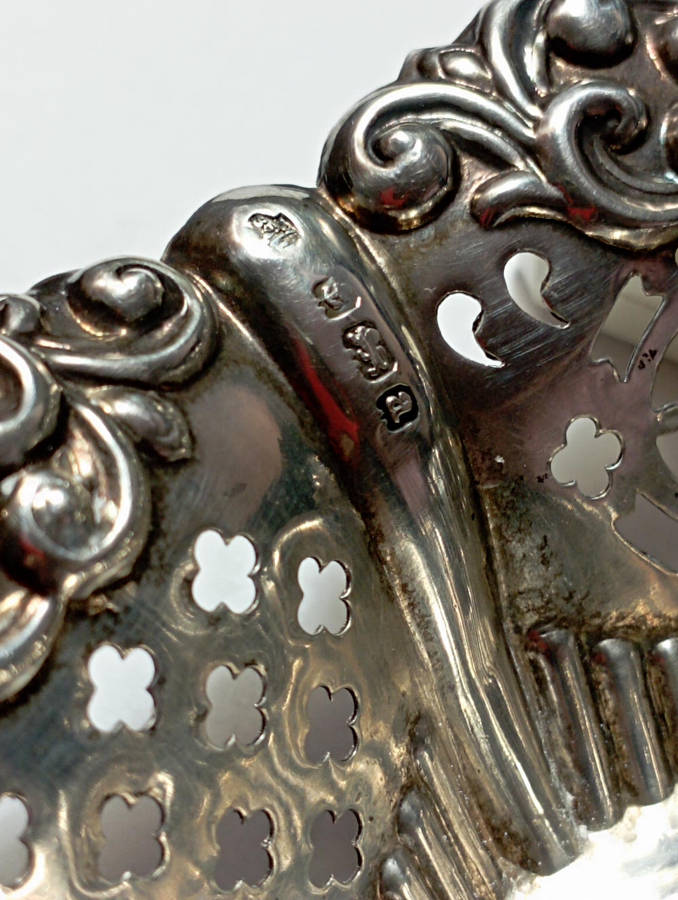 Birmingham hallmarked silver. Small.pierced Bon Bon dish weigh 37 grams .. selling as per scan