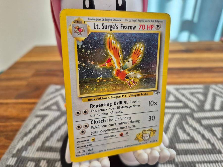 1999 Lt. Surges Fearow (7/132, Gym Heroes) Holo Rare(Heavily Played)