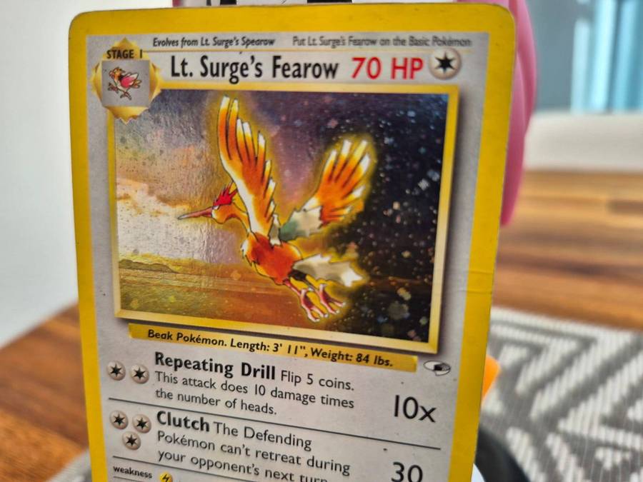 1999 Lt. Surges Fearow (7/132, Gym Heroes) Holo Rare(Heavily Played)