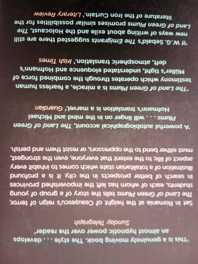 The Land of Green Plums, Herta Müller