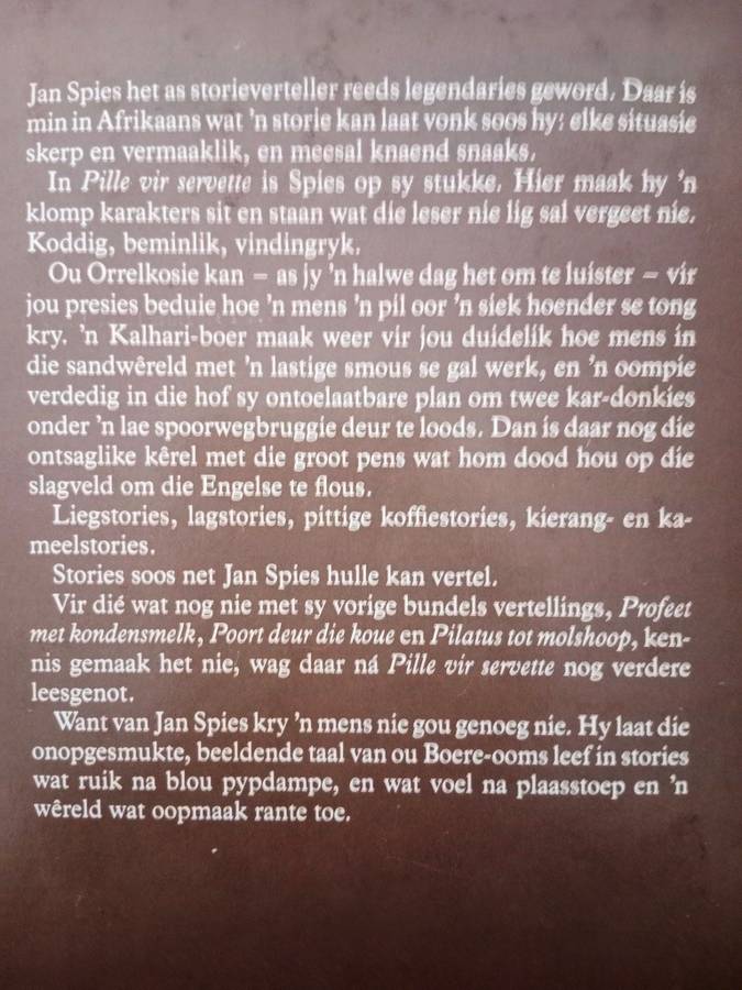 Pille vir Servette, Vertellings 4, Jan Spies