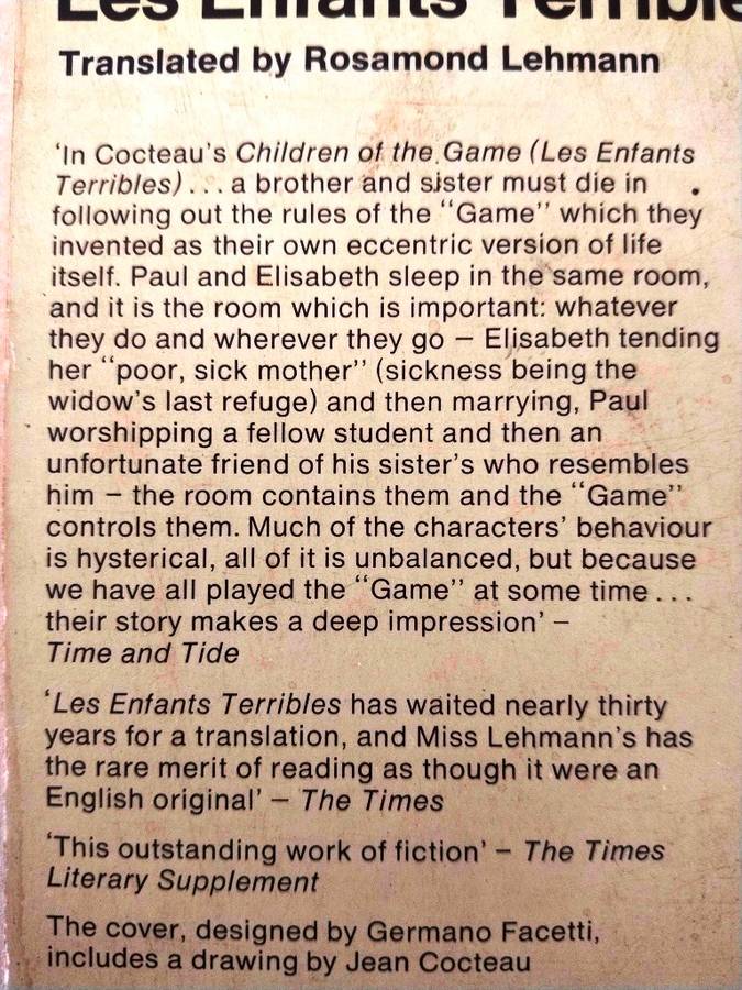 Les Enfants Terribles, Jean Cocteau [in English]