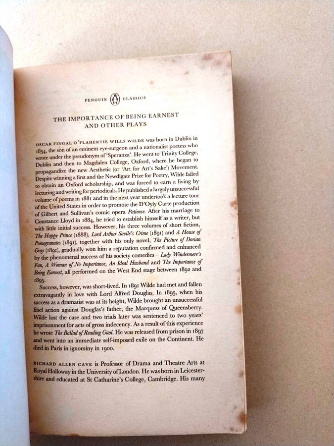 The Importance of Being Earnest and other Plays, Oscar Wilde