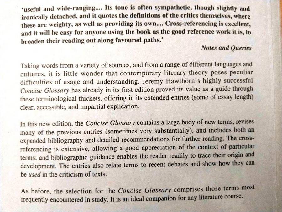 A Concise Glossary of Literary Theory, Jeremy Hawthorn