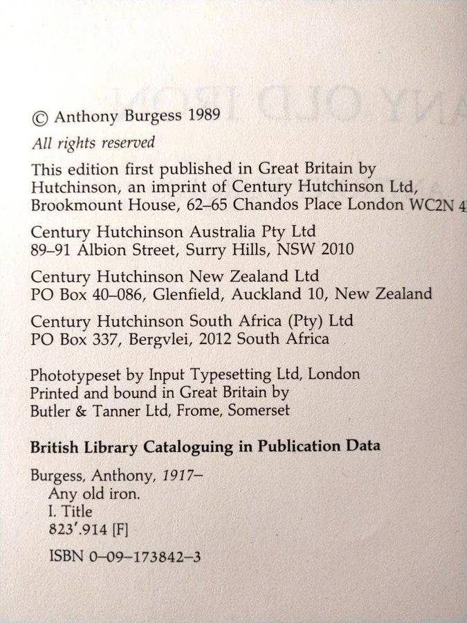 Any Old Iron, Anthony Burgess
