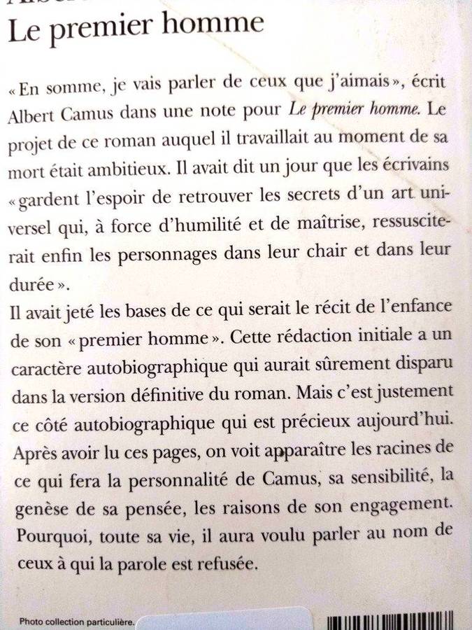Le premier homme, Albert Camus