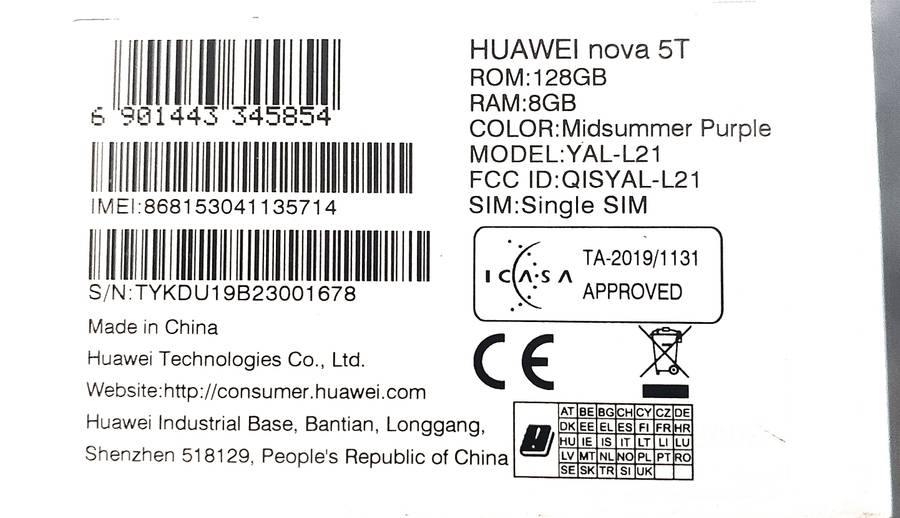 HUAWEI NOVA 5T 8GB RAM 128GB ROM